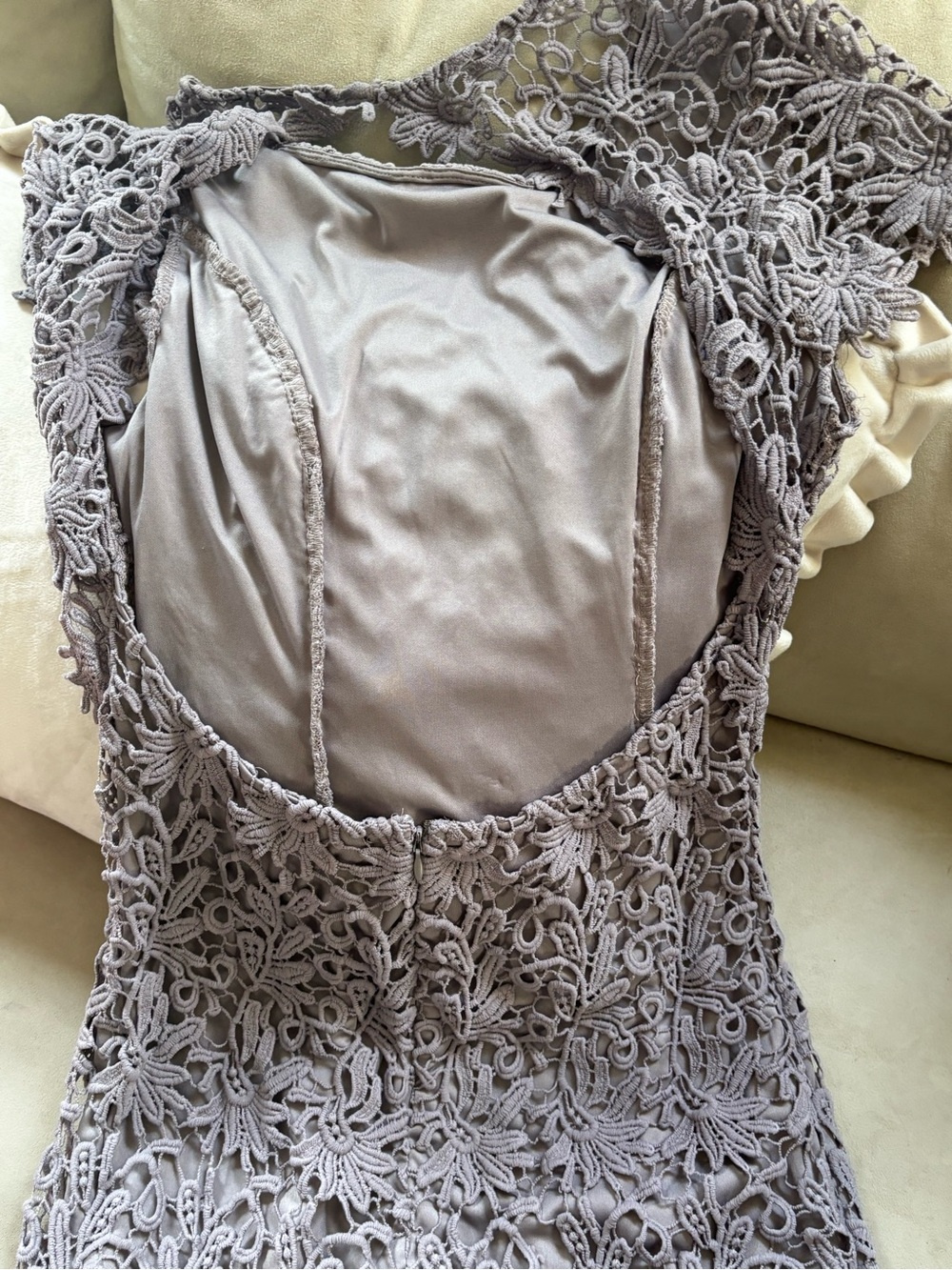 Lace Overlay Cocktail Dress in Dusty Lavender